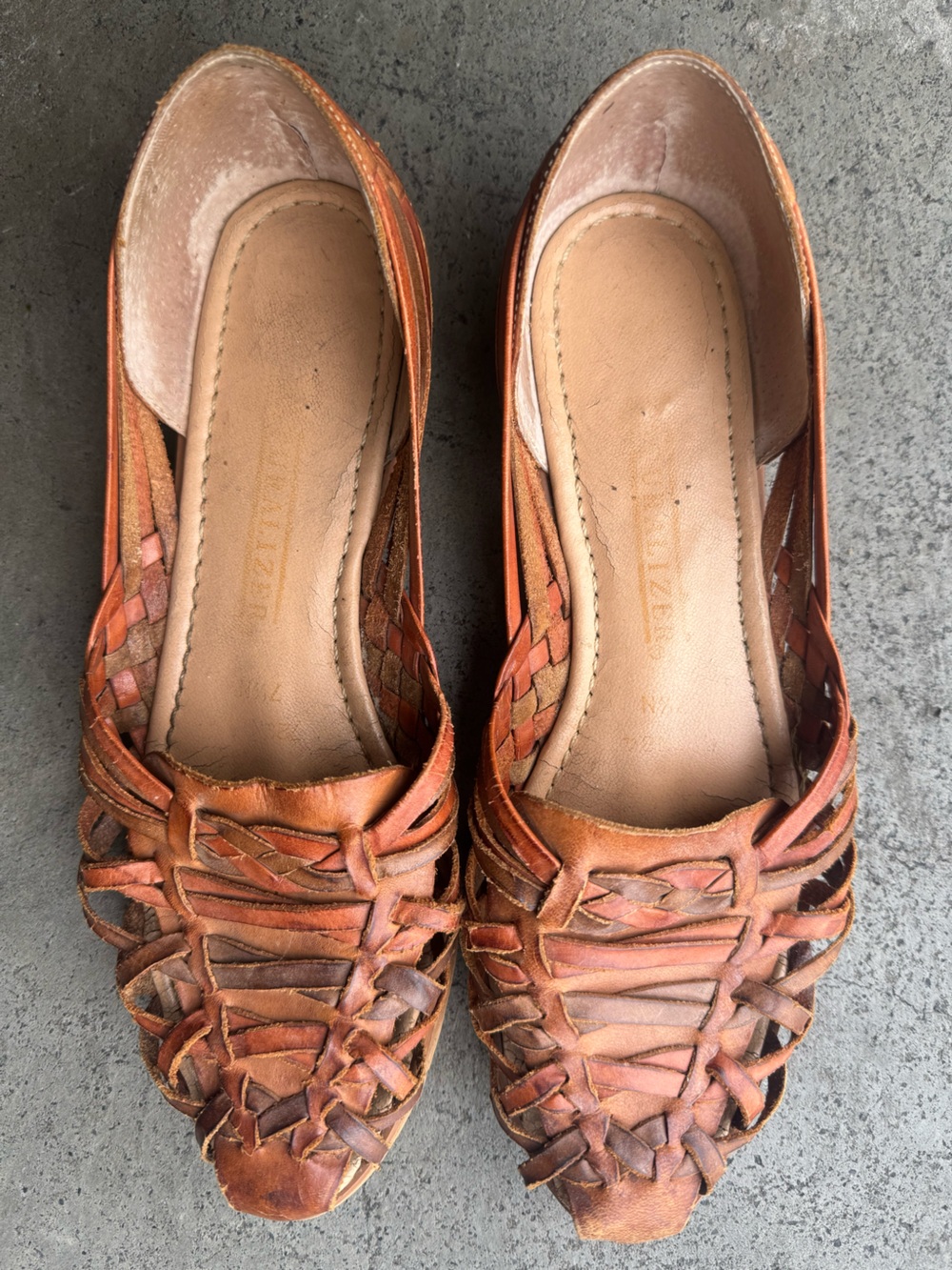 Vintage Naturalizer Woven Leather Huaraches Flats - Brown Tan 7.5 Boho Cottage